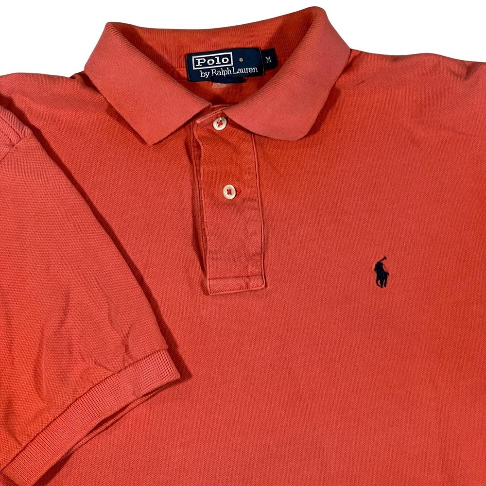 VTG Polo Ralph Lauren Shirt Mens M Orange Short Sleeve Cotton Preppy Retro
